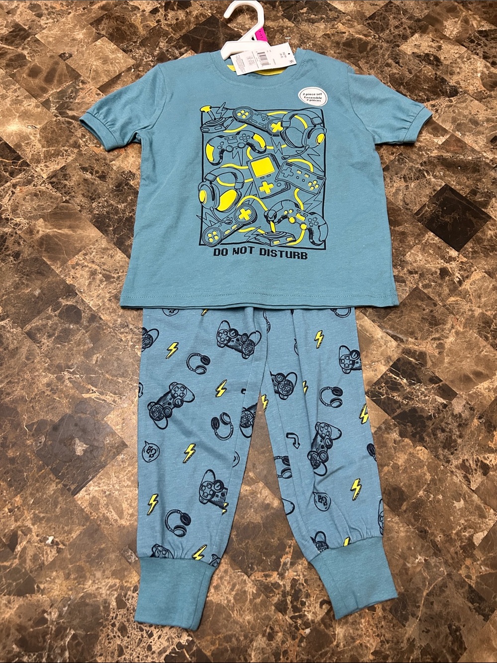 NWT 🆕 Kids Blue 'Do Not Disturb' Gaming Pajama Set 100% cotton